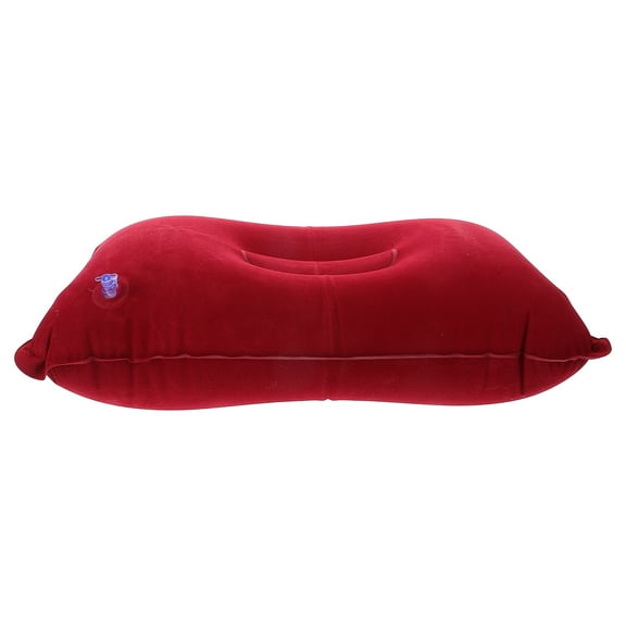 Raindrops Inflatable Lumbar Pillow for Camping Travel Sleeping Support Red Portable Comfort Cushion