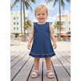 thumbnail image 4 of BemeyourBBs Toddler Baby Girls Denim Tank Dress 6 12 18 24 Months 2 3 4 Years Spring Summer Fall Ruffle Decor Half Button Sleeveless A Line Jeans Dress, 4 of 9