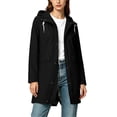 thumbnail image 3 of Womens Outdoor Jacket Plus Size Hooded Waterproof Long Sleeve Solid Color Plaid Lined Winter Casual Daily Outdoor Mid Length Jacket Raincoat with Pockets, 3 of 10