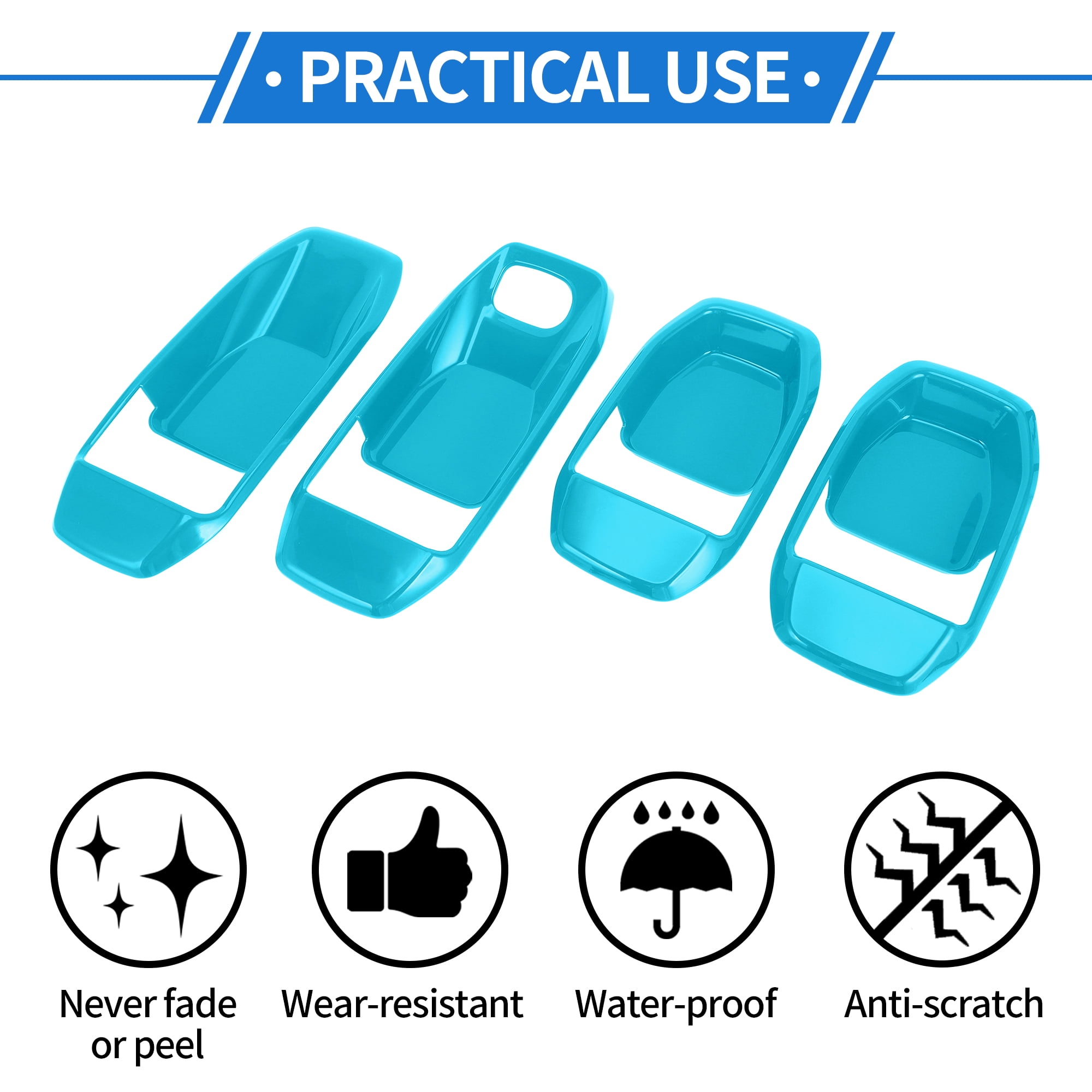 Unique Bargains 4 Pcs Door Bowl Cover Trim Compatible for Jeep Wrangler JL 2018-2022 ABS Light Blue Exterior Accessories