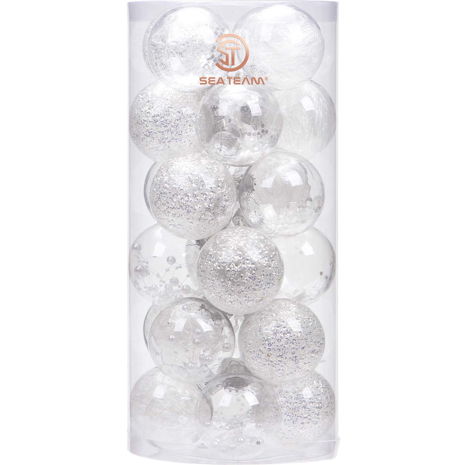 Sea Team 70mm/2.76" Shatterproof Clear Plastic Christmas Ball Ornaments