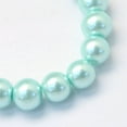 thumbnail image 2 of Baking Painted Pearlized Glass Pearl Round Bead Strands Aquamarine 8~9mm Hole: 1mm 100~105pcs/strand 31.4 inch, 2 of 4