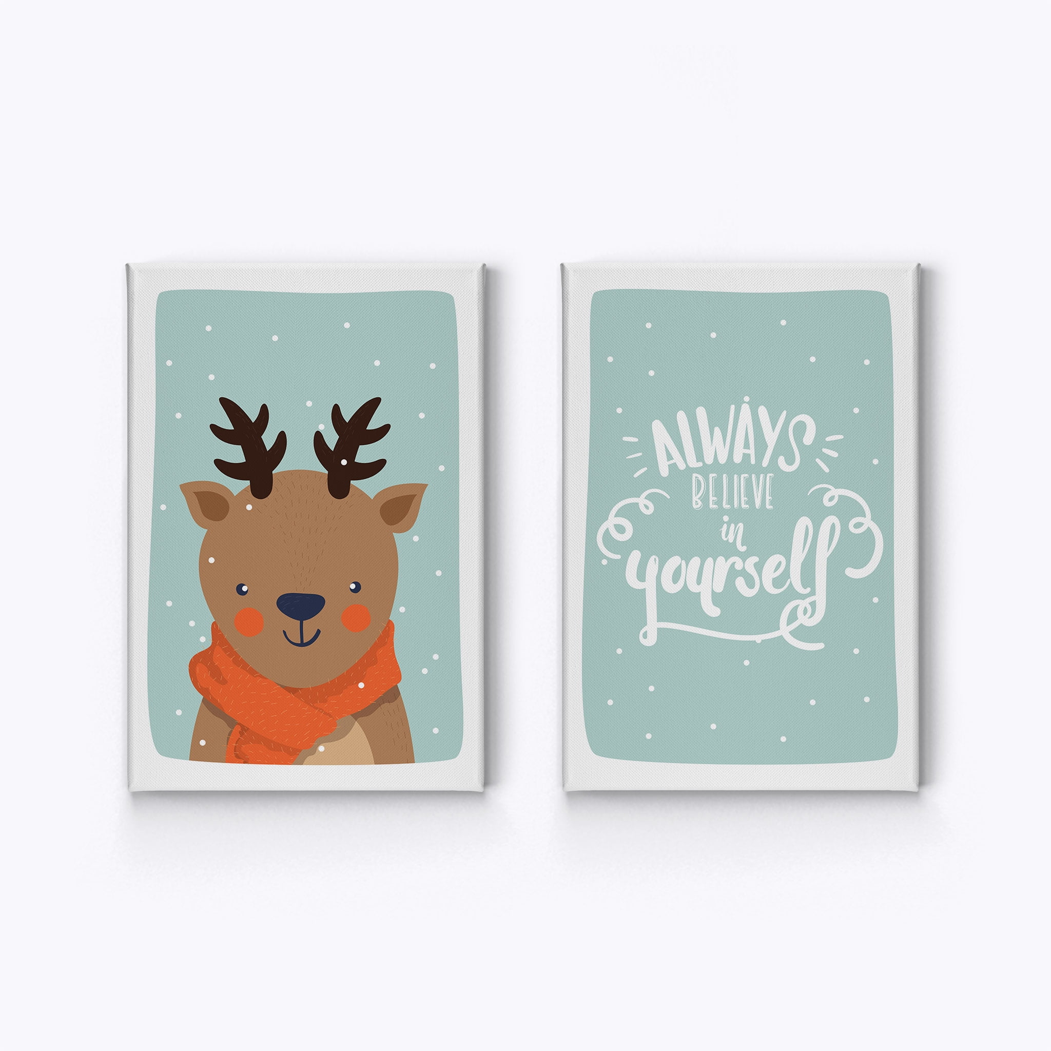3 Panels Cute Deer Animal Canvas Painting Kid/'s Room Posters Wall Art Decor