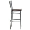 thumbnail image 6 of Flash Furniture 2 Pk. HERCULES Series Silver Slat Back Metal Restaurant Barstool - Mahogany Wood Seat, 6 of 8