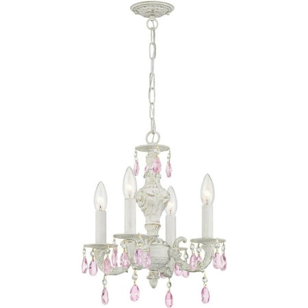 

Paris Market 4 Light Rose Crystal Antique White Mini Chandelier