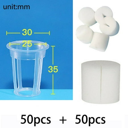 Ruibeauty 50Pcs Plant Net Cup+Sponge Vegetable Soilless Cultivation Equipment Hydroponic Planting Basket