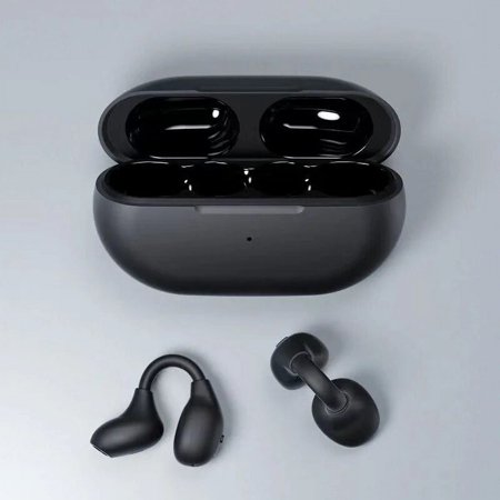 Earclip Bluetooth Earbud Bone Conduction Wireless Sports Earphone TWS Comfortable to Wear Painless Ambie Series Headset with Mic black