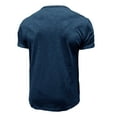 thumbnail image 3 of Buttons Crewneck Tops Mens Short Sleeve T-Shirts Workout Athletic Slim Shirts Basic Tops Breathable Cotton Tees Activewear Navy,XL, 3 of 6