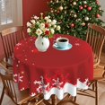 thumbnail image 3 of Merry Christmas Tablecloth 60 Inch Round Xmas Table Cloth Winter Red White Snowflakes Tablecloths Christmas Table Covers for Holiday Party Dining Kitchen Home Picnic Patio (Red Snowflake), 3 of 6