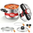 thumbnail image 1 of VEVOR Pressure Cooker, 6.3Qt Pressure Cooker Stainless Steel, Pressures Canner with Steaming Rack, Tempered Glass Lid, Three Pressures Settings for Meat, Beans, Rice, Soup, Sauces, Cook up to 100 kPa, 1 of 9