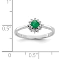 thumbnail image 2 of 925 Sterling Silver Rhodium-plated Round Emerald and Diamond Ring, 2 of 2