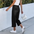 thumbnail image 6 of Women's High Waist Jeans, Wide Leg Cropped Jeans, Stretch Denim Trousers with Side Pockets, Casual Straight Leg Ankle Jeans for Daily Wear, Work, and Relaxed Outfits-Black, 6 of 7