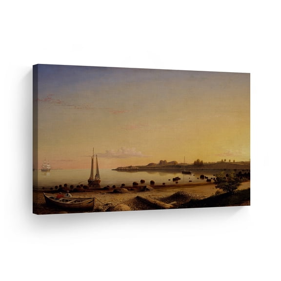 Smile Art Design Stage Fort across Gloucester Harbor, Fitz Henry Lane Classic Art Canvas Print Famous Fine Art Oil Painting Reproduction Canvas Wall Art Home Decor Ready to Hang Made in the USA 8x12