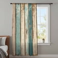 thumbnail image 4 of Farmhouse Teal Brown Sheer Curtains 45 Inches Long, Vintage Retro Ombre Wooden Light Filering Curtains, Breathable Simi Curtain Privacy Drapes for Kitchen Bathroom Lightweight Small Window Treatment, 4 of 9