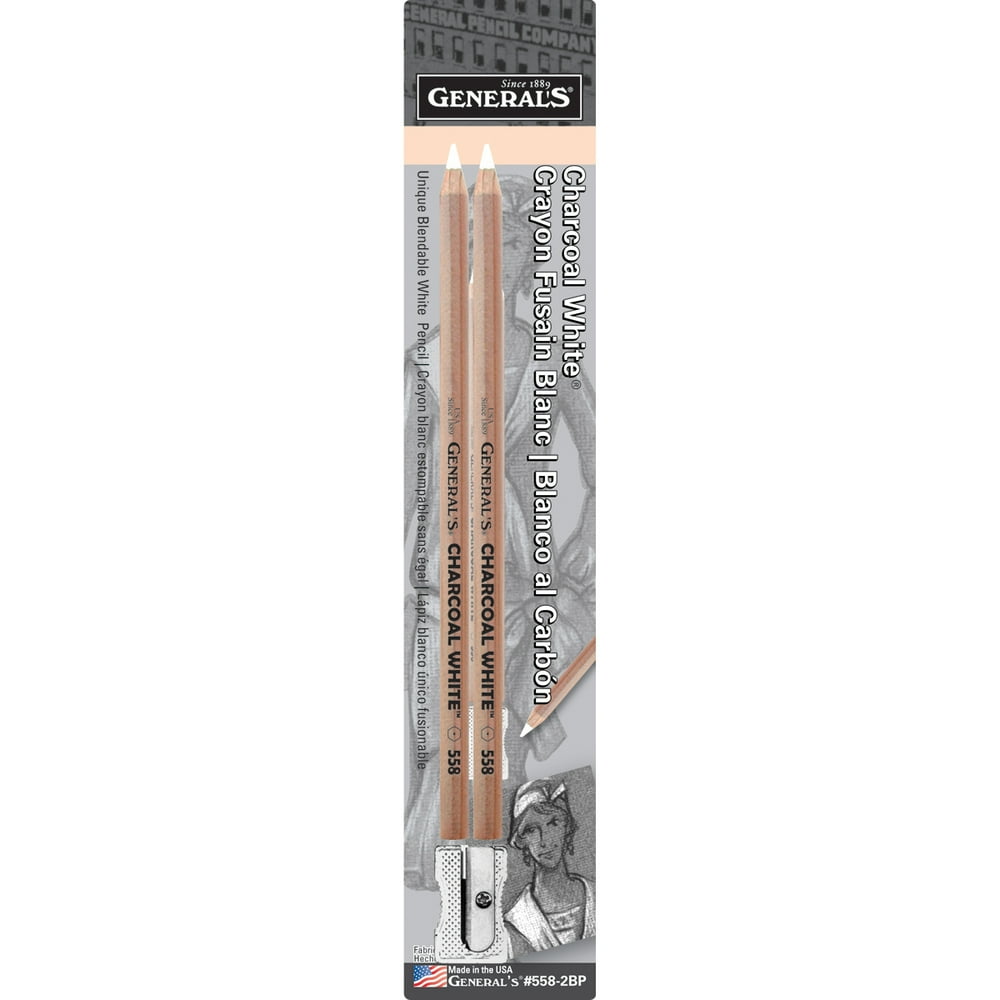 General Pencil Charcoal White Pencil Set, 2Pack
