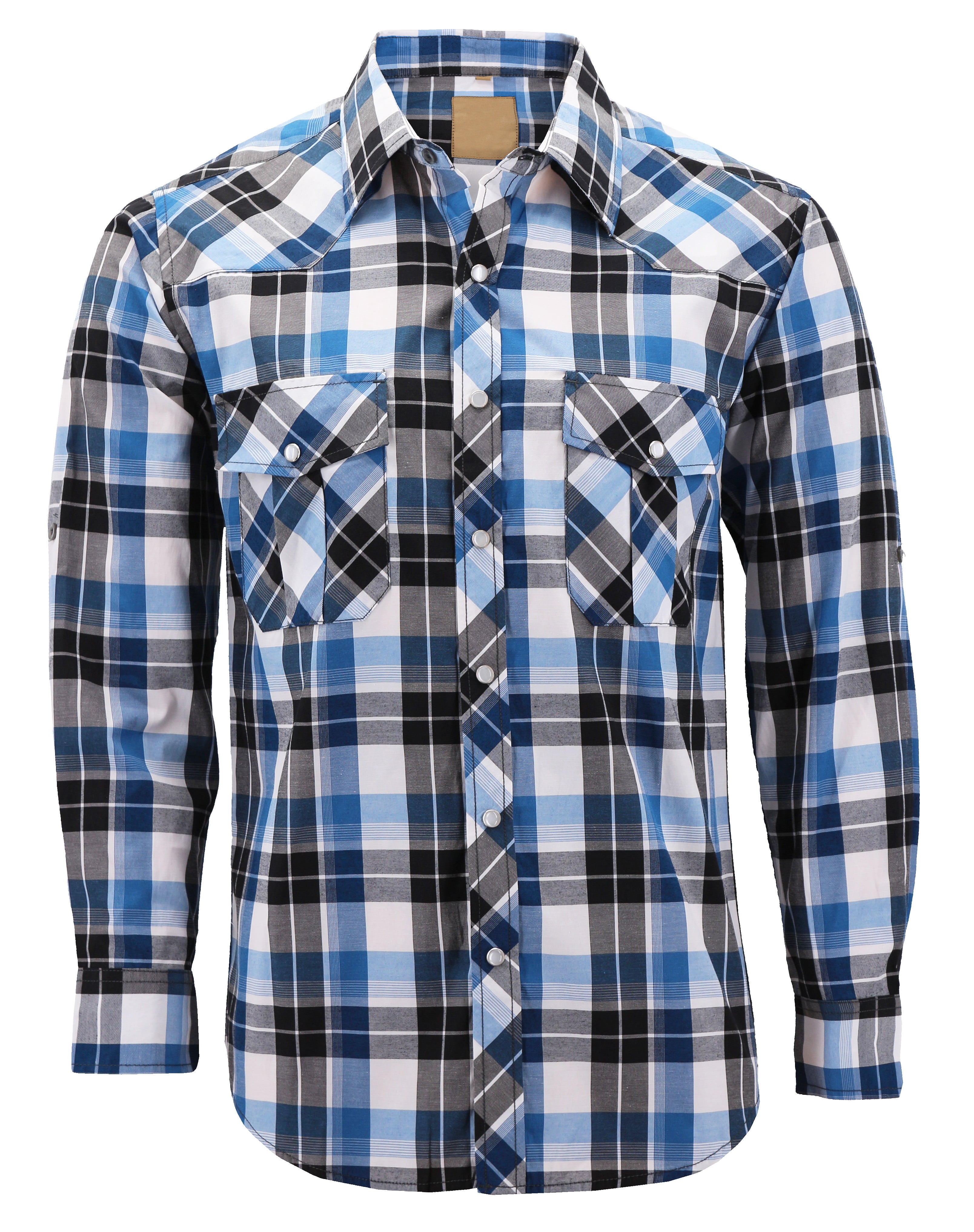 Casual Long Sleeve Plaid with Pearl Snaps Western Shirt for Men- Big & Tall 