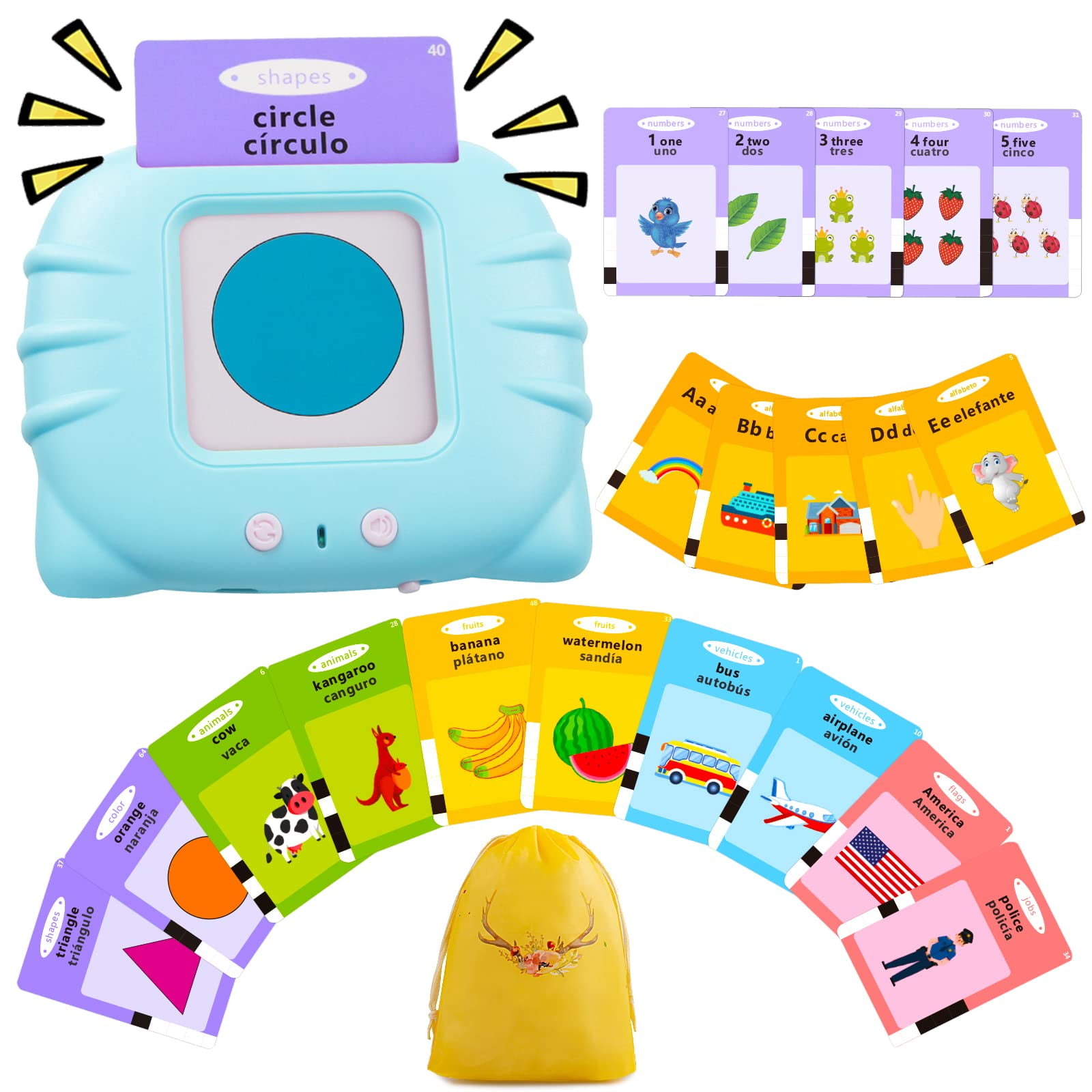 ABC Learning Flash Cards for Toddlers 24 Bilingual Spanish English