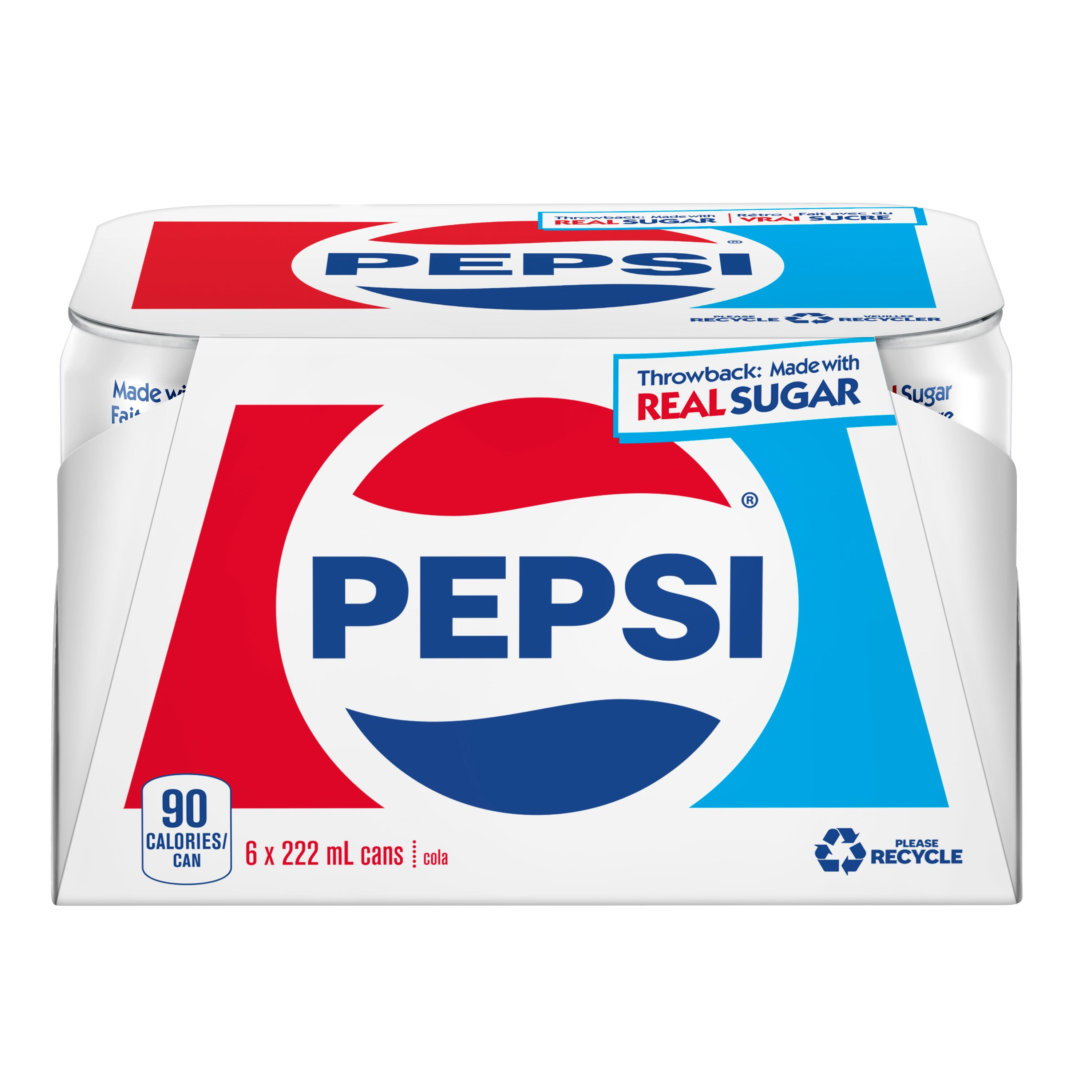 Pepsi Throwback Soft Drink 6 x 222 mL, Mini Cans, 6x222ml