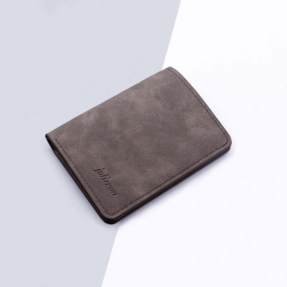Casual Portable PU Leather ID Card cover Mini Money Bag Bank Credit Card Bag Business Card Holder Coin Purse Men Wallet Short Wallet DARK COFFEE