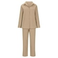thumbnail image 5 of Dazajoo Womens Two Piece Cotton Linen Sets Button Down Long Sleeve Shirts Matching Elastic Waist Drawstring Pants with Pockets,Khaki,XXXL, 5 of 7