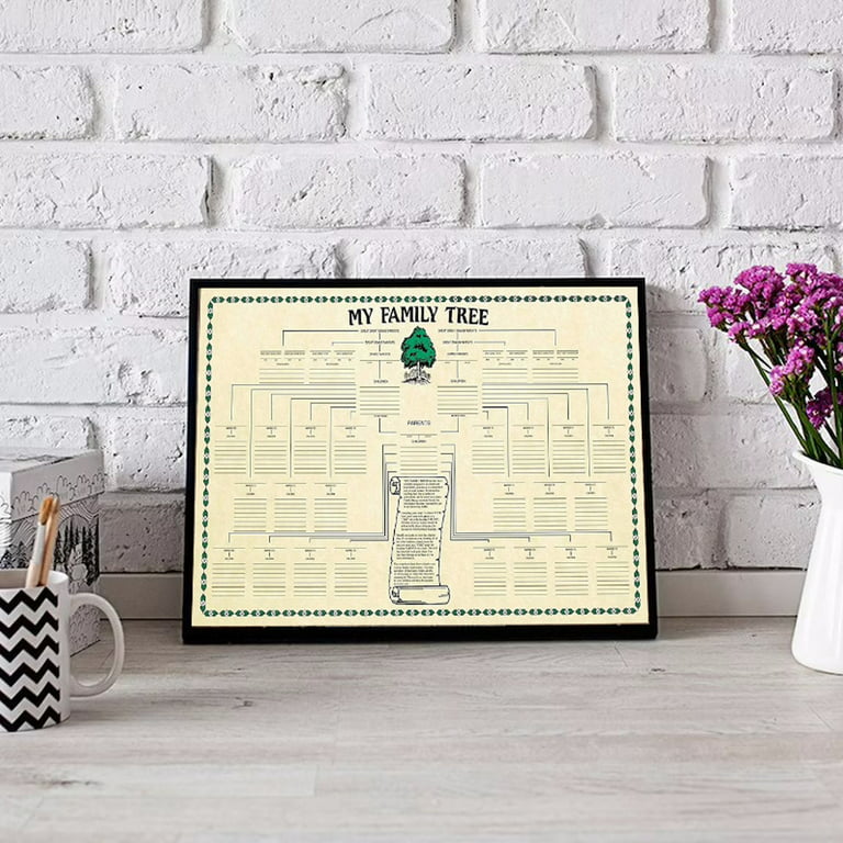 Family Tree Chart Genealogy,Blank Family Tree Chart Beiges Practical Canvas  Multi-Purpose Ancestry Map