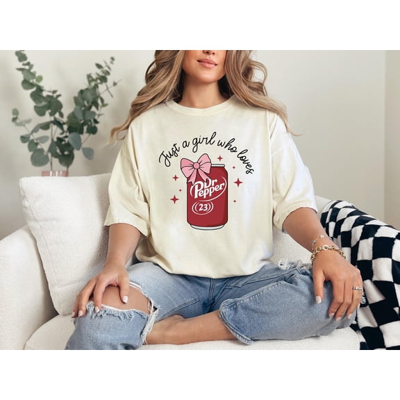 Just a Girl Who Loves Dr Pepper Shirt, Retro Coquette Bow Soda Gift