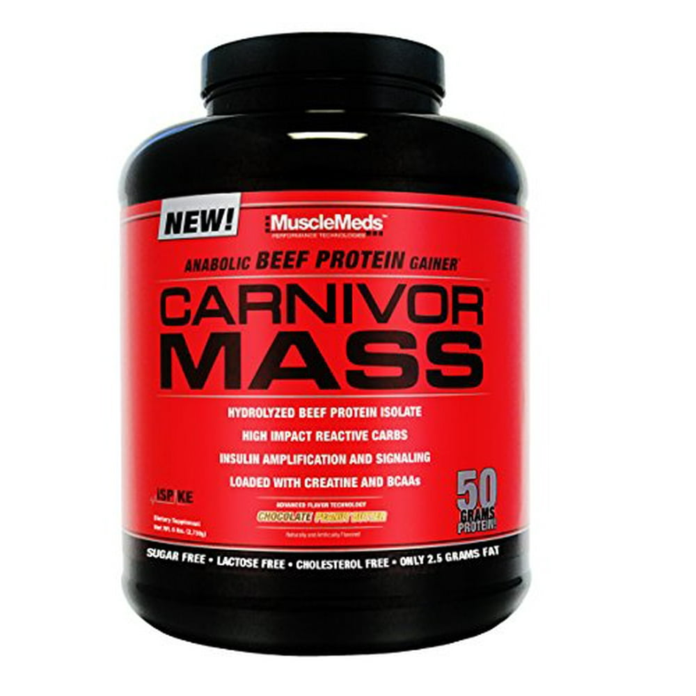 MuscleMeds Carnivor Mass Anabolic Beef Protein Gainer, Chocolate Peanut Butter, 6 Pounds