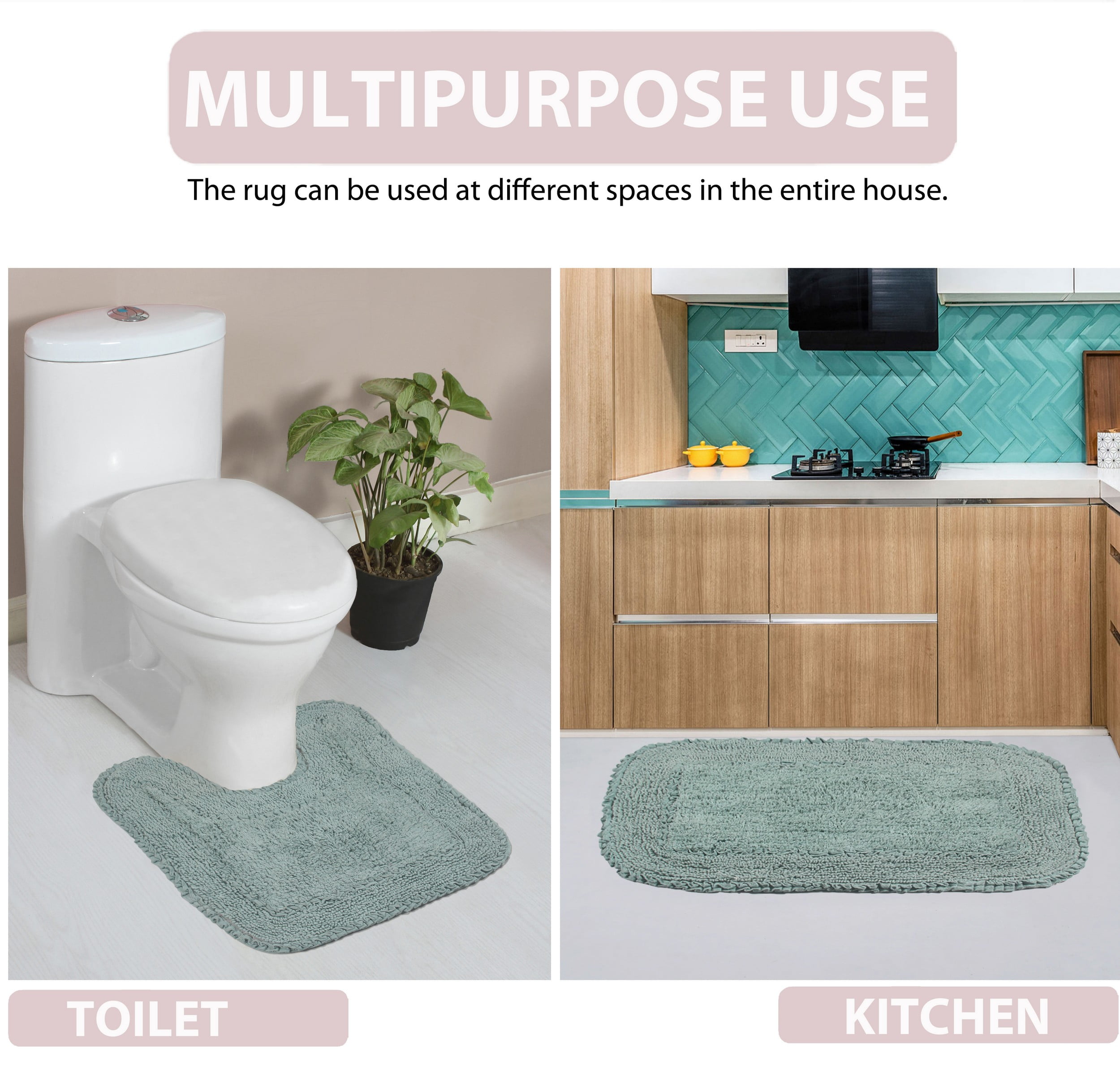 Home Weavers Radiant Collection Bathroom Rug 100% Cotton Bathroom Rugs Set, Washable Rug, Soft Cotton Soft & Absorbent bath Rug, Kitchen Mat, Bath Rug, Bath Floor Mat Non Slip, 21"x54" Runner, Blue