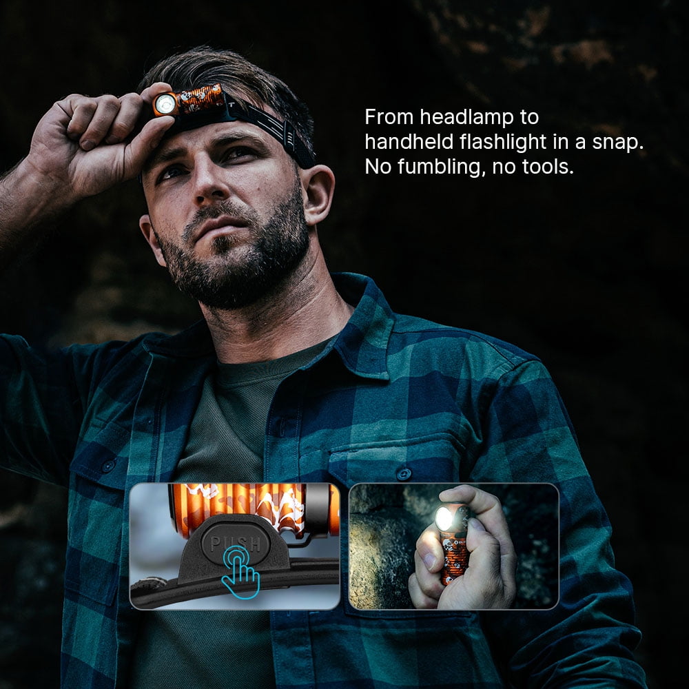OLIGHT Perun 3 Mini Headlamp 1250 Lumens LED Head Flashlight,Rechargeable Headlight with Red Light Option,Perfect for Working, Hiking, Camping and Climbing（Ghost Blaze）
