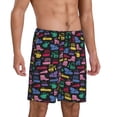 thumbnail image 2 of Sikiie Colorful Excavator Mens Pajama Shorts, Lightweight Lounge Pant with Pockets Soft Sleep Pj Shorts for MenXX-Large, 2 of 6