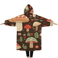 thumbnail image 2 of Oversized Wearable Blanket Hoodie,Colorful Mushroom Flower Dark Pattern Sherpa Blanket Hoodie with Super Pockets,Super Warm Fuzzy Pullover for Women & Men, 2 of 6
