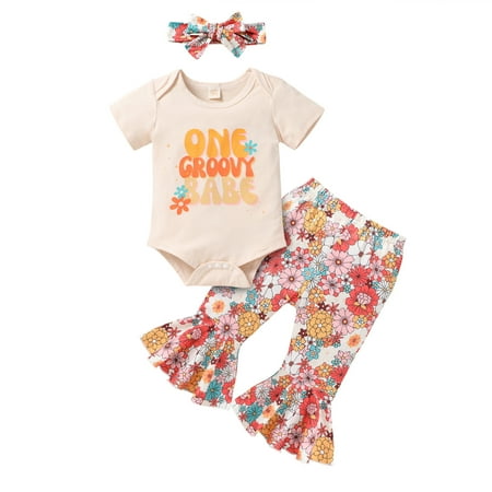 Younger Tre Baby Girl 1st Birthday Outfits My first Birthday Romper Flared Pants Birthday Clothes for 6-12 Months