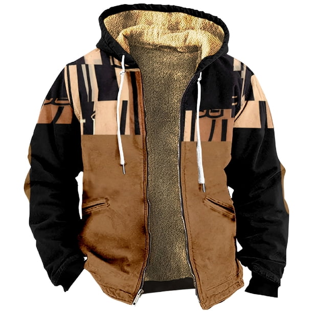 Men's Personalized Casual Printing Long Sleeve Zipper Sweater Thick Cotton Suit Winter S