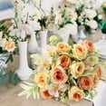 thumbnail image 2 of Artificial Flowers Faux Roses Silk Flowers Artificial Bouquet for Wedding Table Centerpiece Floral Vase Home Office Bridal Decor (Yellow), 2 of 6