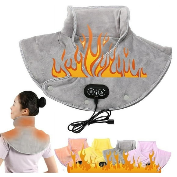 Hombreras de masaje electrotérmico con vibración, chal calefactor, hombreras para cervicales, protección para el cuello, chal calefactor de fibra de carbono.