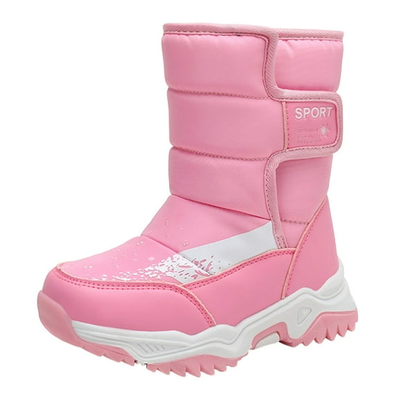 Sopiago Toddler Girls Winter Boots Waterproof Slip Resistant Outdoor Winter Boots for Kids Pink,13.5