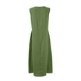 thumbnail image 4 of Tianiyouqing Linen Fall Smocked for Women Dresses Sleeveless Botton Down Party Dressy Tank Dresses Henley Business Palazzo Midi Sundresses Army Green L, 4 of 7