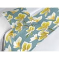 thumbnail image 3 of Plumeria Pattern Bed Runner Set, Simple Design Modern Flowers with Reduncles of Spring Print, Decorative Bedding Scarf & a Pillow Sham for Hotels Homes, Twin, Mustard Cadet Blue White, by Ambesonne, 3 of 3