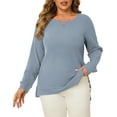 thumbnail image 2 of a.Jesdani Women Plus Size Sweatshirts Crew Neck Side Slit Soft Oversized Pollover Sweatshirts 3XL, 2 of 12