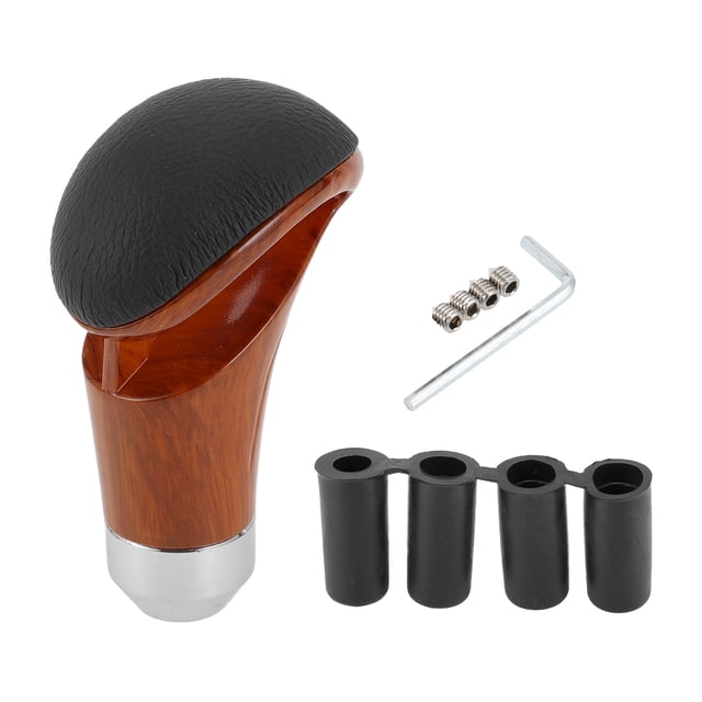 Pomo de Cambio Universal Unique Bargains para Automóvil, Pomo de Palanca de Cambios de Cuero Sintético para Vehículos Automáticos y Manuales con 4 Adaptadores Marrón 1 Set