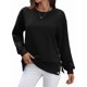 thumbnail image 3 of Sudaderas de Gran Tamaño para Mujer, Sudaderas de Larga, Camisetas con Abertura Lateral, Tops, Conjuntos para Adolescentes. Negro L, 3 of 10