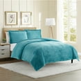 thumbnail image 2 of Nestl Duvet Cover Set, Reversible Front Cut Plush Fleece Design & Back Brushed Soft Microfiber for Comforters, 3 PC Set with Zipper Closure & Ties, Duvet Cover Queen, Teal Blue, 2 of 8