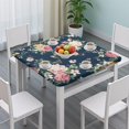 thumbnail image 3 of Pioneer Flower Floral Print Pattern Square Fitted Tablecloth with Elastic Edge,Square Table Cover,Washable Elastic Table Cover for Home Kitchen Party Decor 36"x36", 3 of 6