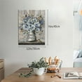 thumbnail image 5 of Flower Bathroom Wall Art Farmhouse Flower Pictures Wall Decor Rustic Blue Floral Hummingbird Canvas Painting Prints Modern Artwork Home Decoration for Bathroom Bedroom Living Room 16"x12", 5 of 6