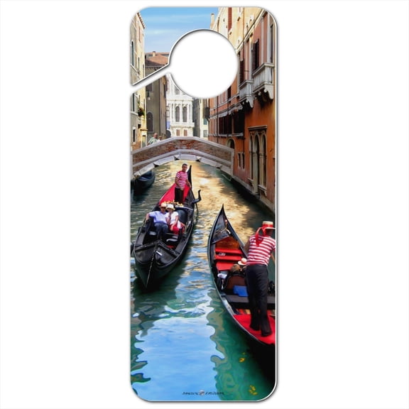 Venice Italy Gondolas Canals Plastic Door Knob Hanger Sign