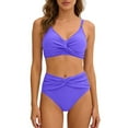 thumbnail image 2 of High Waisted Bikini Sets for Women,Push Up Swimsuits Stretch Fit V Neck Twist Front Bathing Suit, 2 of 7