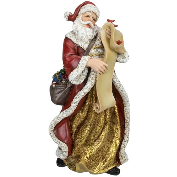 Napco 13.75" Santa Claus Holding His List with Cardinals Christmas Tabletop Figurine