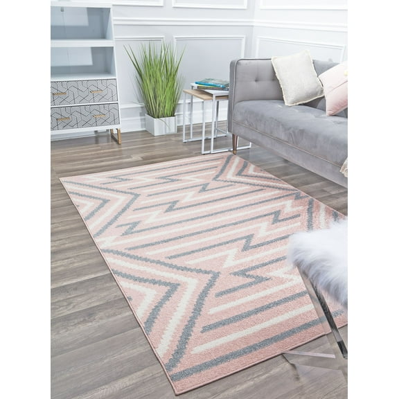 Rugs America Mika MO10A Strawberry Milk Geometric Contemporary Pink Area Rug, 2'6"x8'