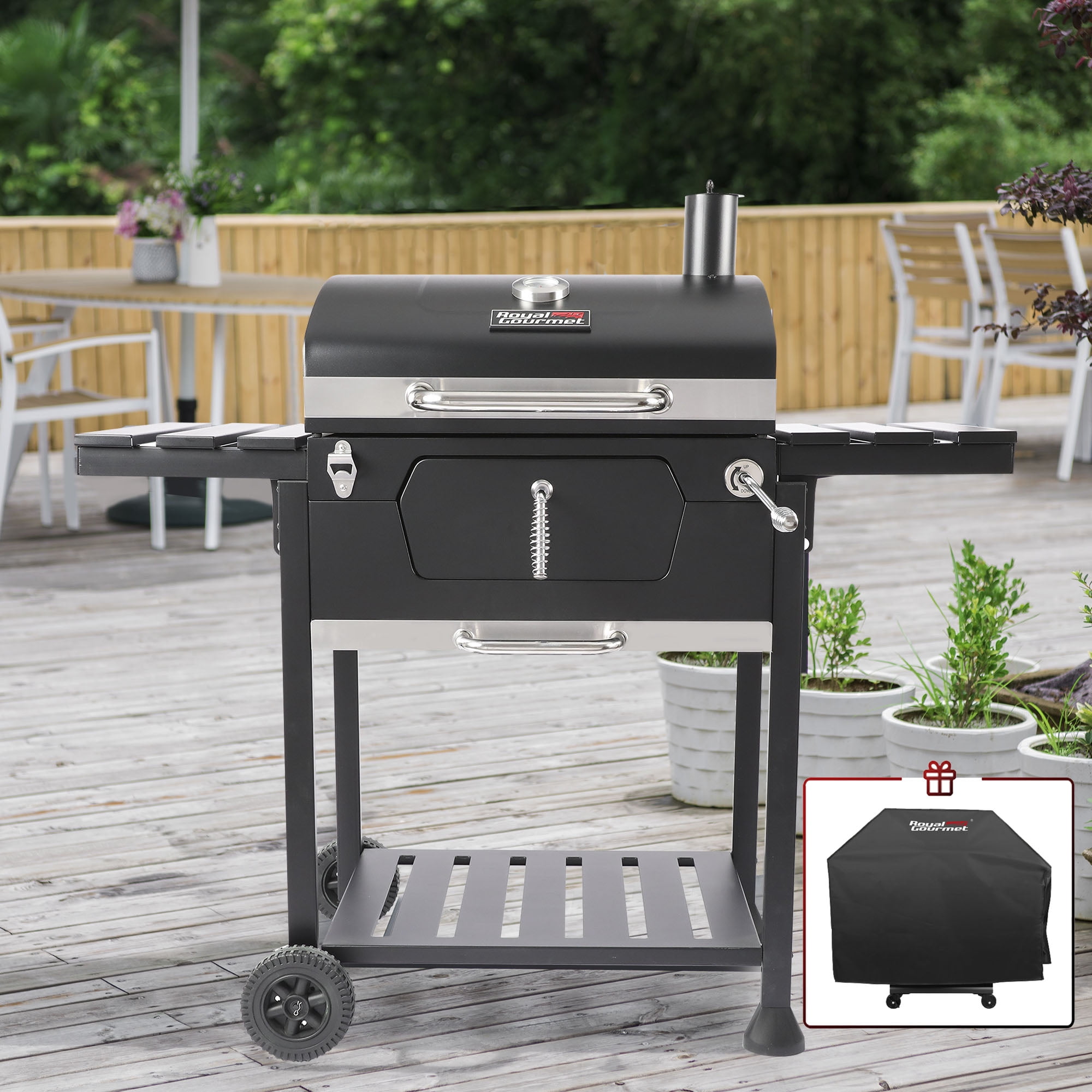 Royal Gourmet 24" CD1824EC, Charcoal BBQ Grill with Cover