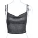 thumbnail image 5 of Txlixc Blusa de verano para mujeres, correas de espaguetis brillantes, negras cuello V de corte bajo para niñas Txlixc moda, 5 of 7